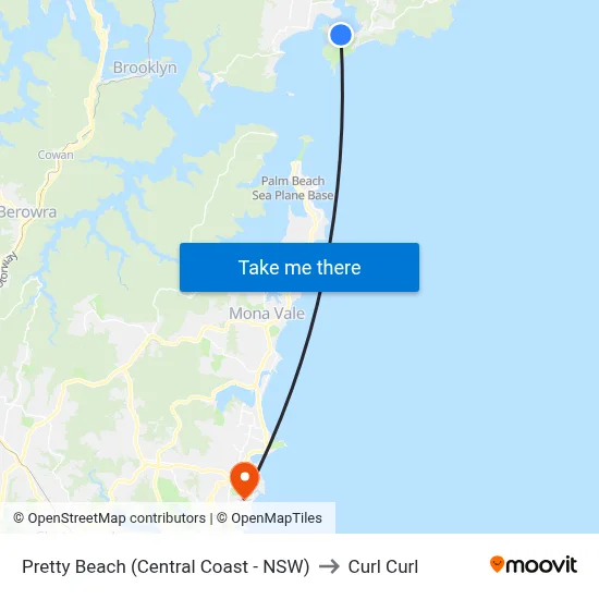 Pretty Beach (Central Coast - NSW) to Curl Curl map