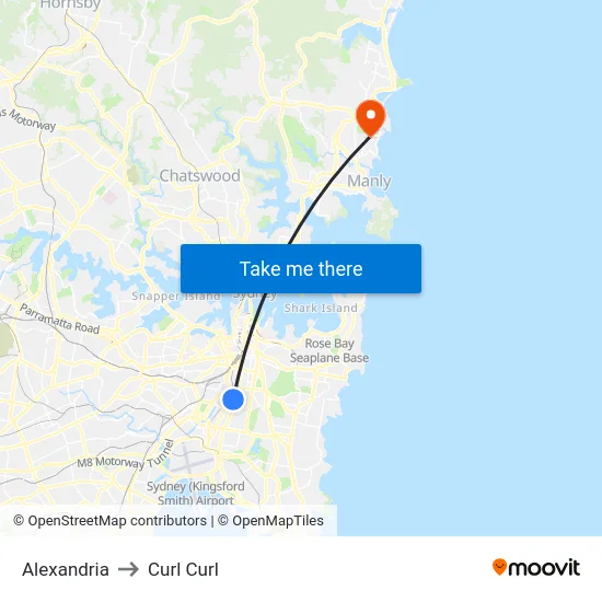 Alexandria to Curl Curl map