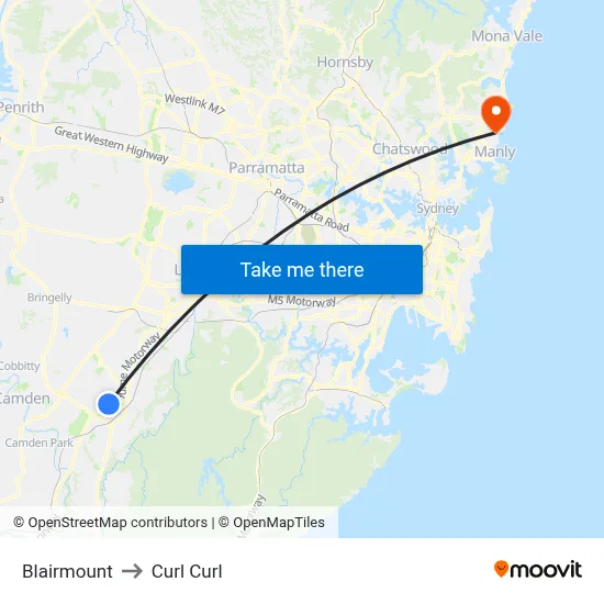 Blairmount to Curl Curl map