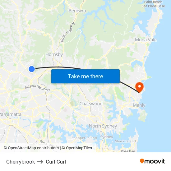 Cherrybrook to Curl Curl map