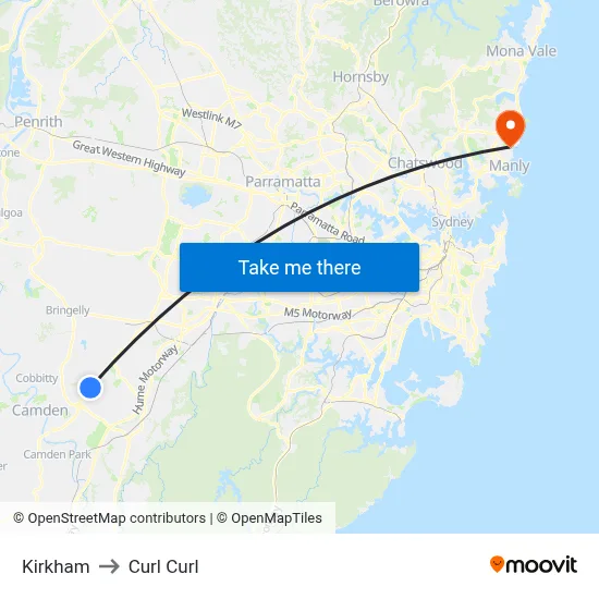 Kirkham to Curl Curl map