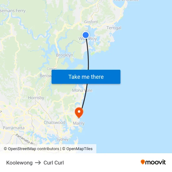 Koolewong to Curl Curl map