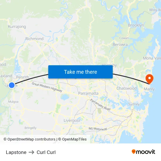 Lapstone to Curl Curl map