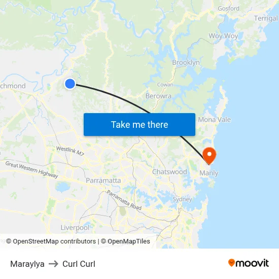 Maraylya to Curl Curl map