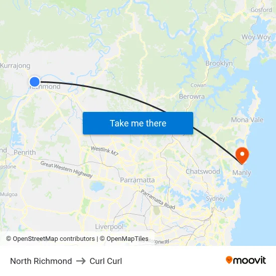 North Richmond to Curl Curl map