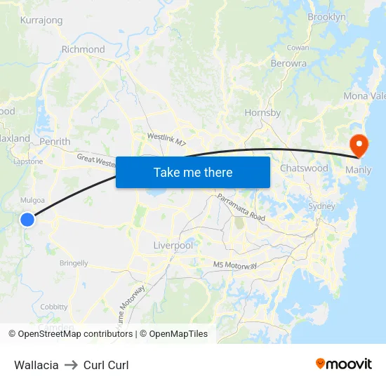 Wallacia to Curl Curl map