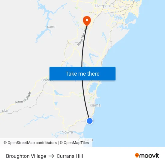 Broughton Village to Currans Hill map