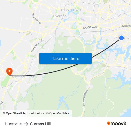 Hurstville to Currans Hill map