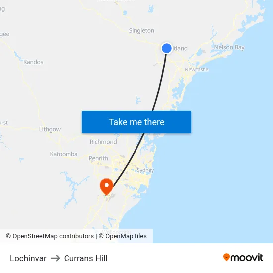 Lochinvar to Currans Hill map