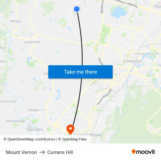 Mount Vernon to Currans Hill map