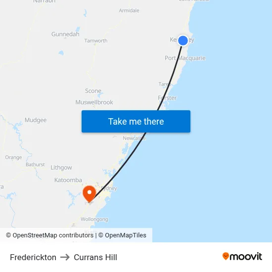 Frederickton to Currans Hill map