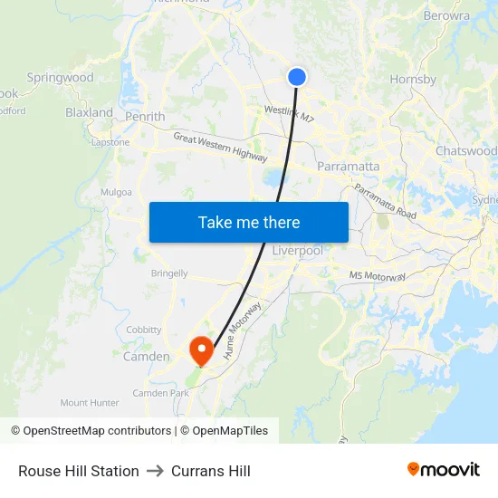 Rouse Hill Station to Currans Hill map