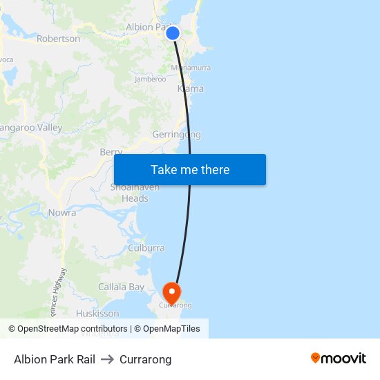 Albion Park Rail to Currarong map