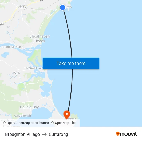 Broughton Village to Currarong map