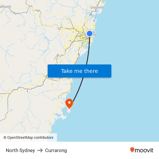 North Sydney to Currarong map