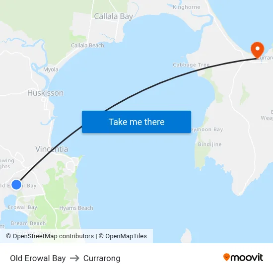 Old Erowal Bay to Currarong map