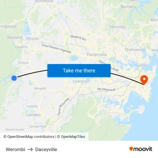 Werombi to Daceyville map