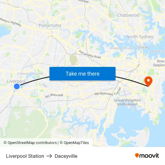 Liverpool Station to Daceyville map