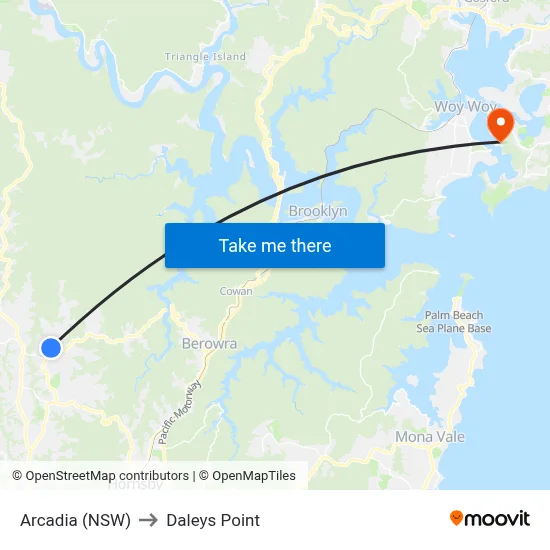 Arcadia (NSW) to Daleys Point map