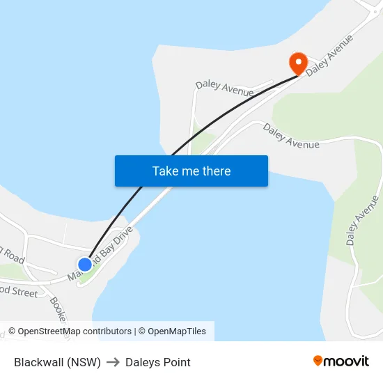 Blackwall (NSW) to Daleys Point map