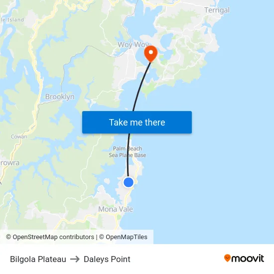 Bilgola Plateau to Daleys Point map