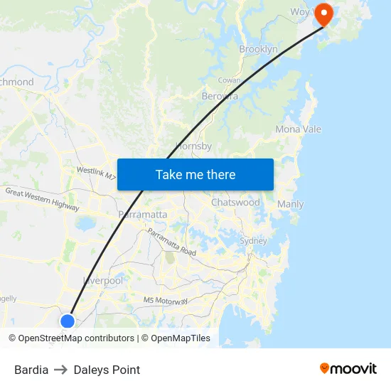 Bardia to Daleys Point map