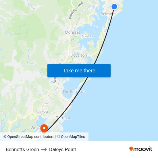 Bennetts Green to Daleys Point map
