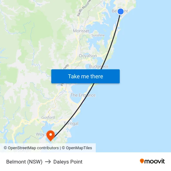 Belmont (NSW) to Daleys Point map