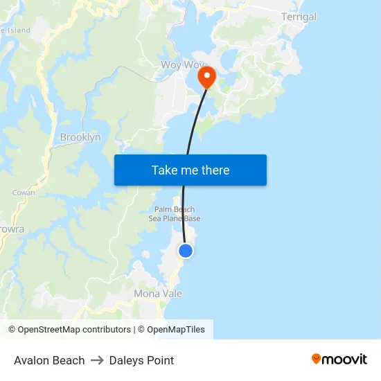 Avalon Beach to Daleys Point map