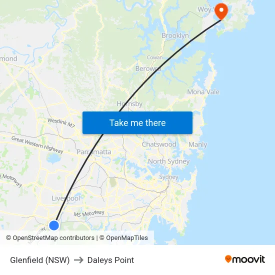 Glenfield (NSW) to Daleys Point map