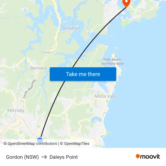 Gordon (NSW) to Daleys Point map