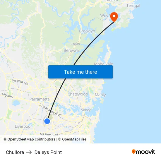 Chullora to Daleys Point map