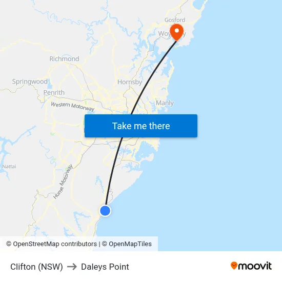 Clifton (NSW) to Daleys Point map