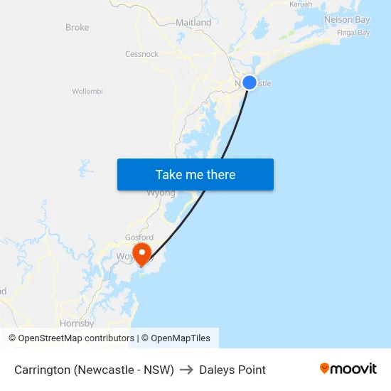 Carrington (Newcastle - NSW) to Daleys Point map