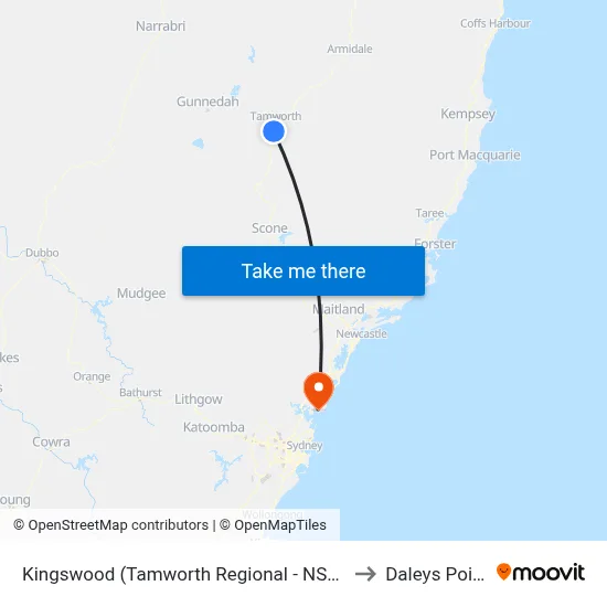 Kingswood (Tamworth Regional - NSW) to Daleys Point map
