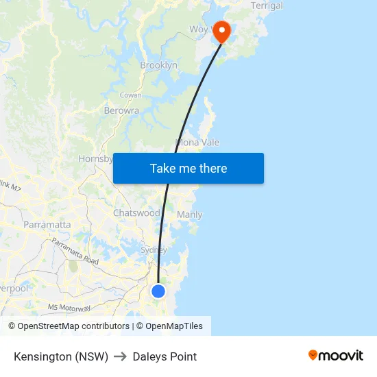 Kensington (NSW) to Daleys Point map
