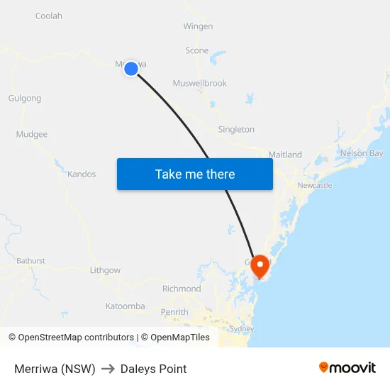 Merriwa (NSW) to Daleys Point map