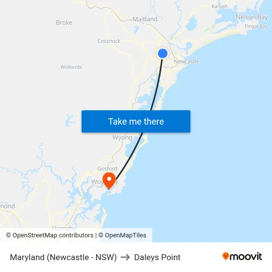 Maryland (Newcastle - NSW) to Daleys Point map