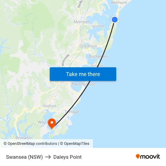 Swansea (NSW) to Daleys Point map