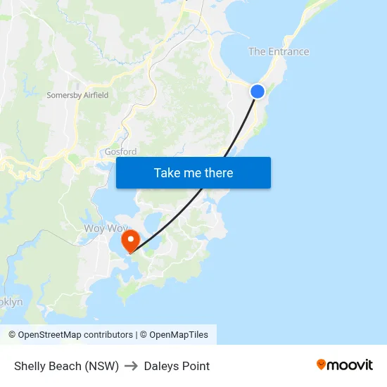 Shelly Beach (NSW) to Daleys Point map