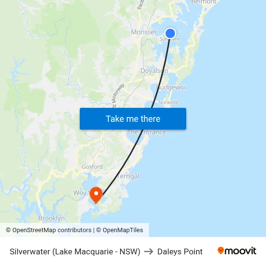 Silverwater (Lake Macquarie - NSW) to Daleys Point map