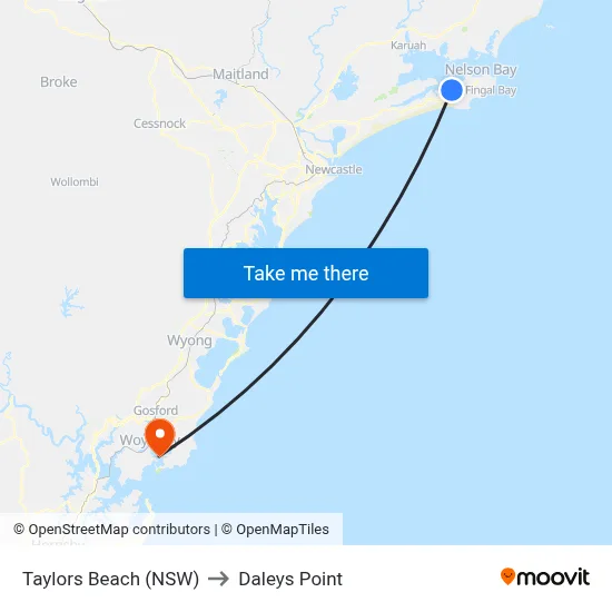 Taylors Beach (NSW) to Daleys Point map