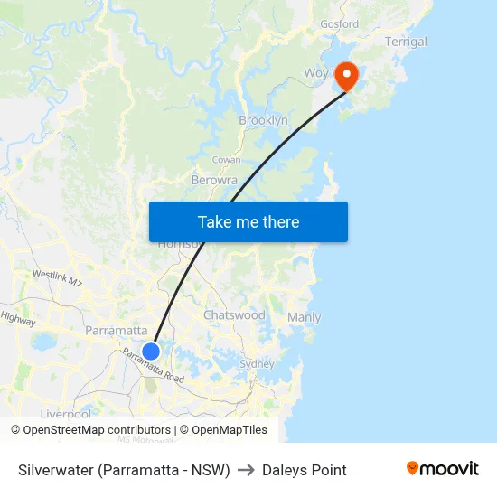 Silverwater (Parramatta - NSW) to Daleys Point map