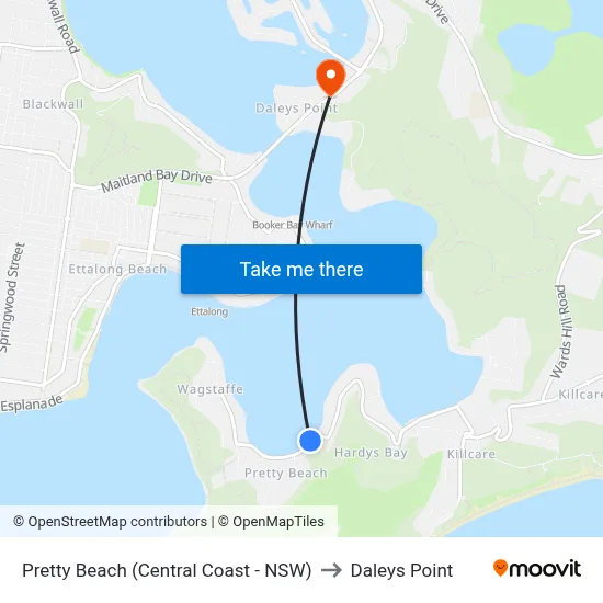 Pretty Beach (Central Coast - NSW) to Daleys Point map