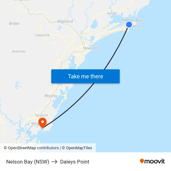 Nelson Bay (NSW) to Daleys Point map
