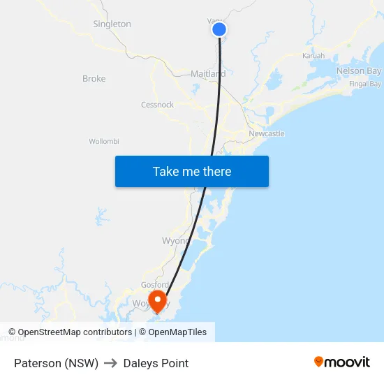 Paterson (NSW) to Daleys Point map