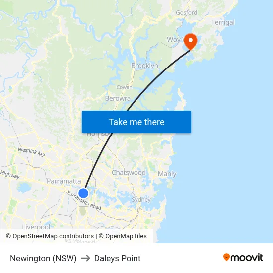 Newington (NSW) to Daleys Point map
