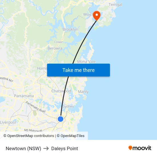 Newtown (NSW) to Daleys Point map