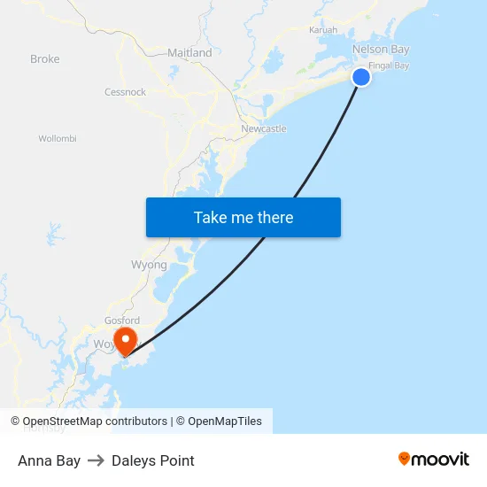 Anna Bay to Daleys Point map