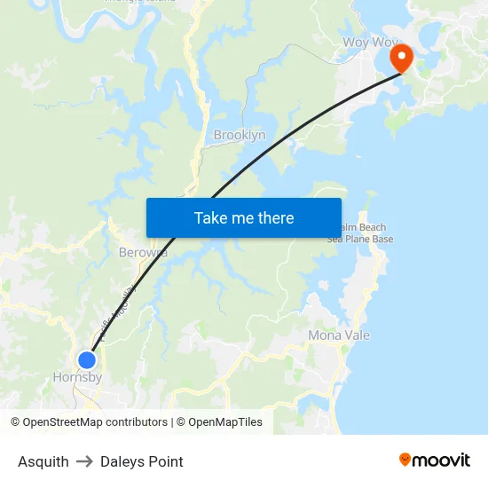 Asquith to Daleys Point map